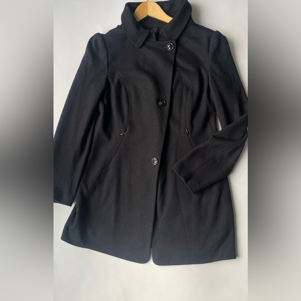 Marc Cain Wool Cashmere Coat Black Tailored Minimalist  Medium - Picture 5 of 10